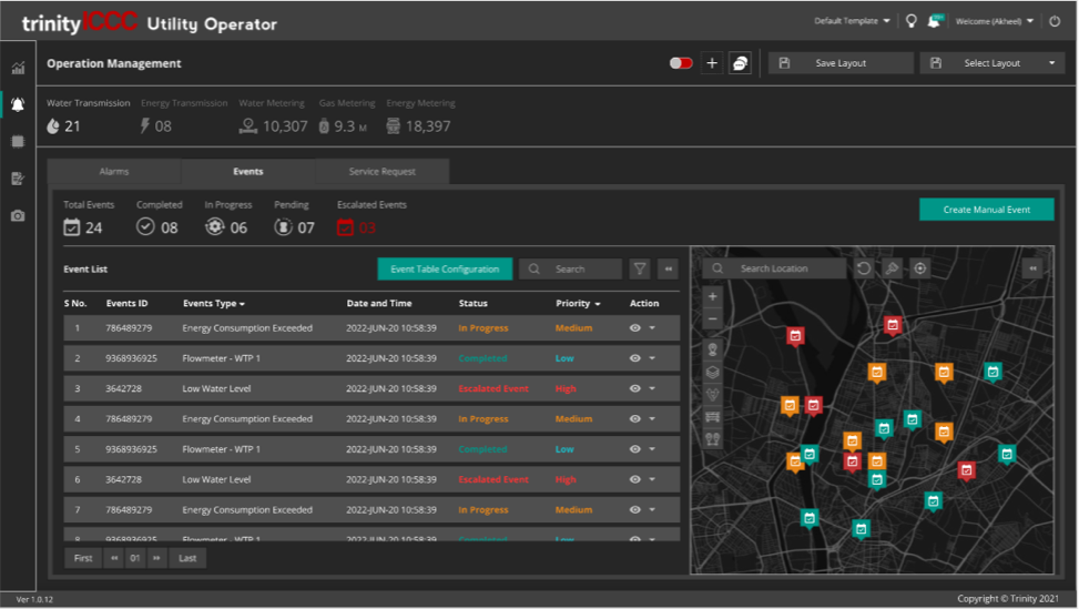 IoT Ops and alarm screen user interface