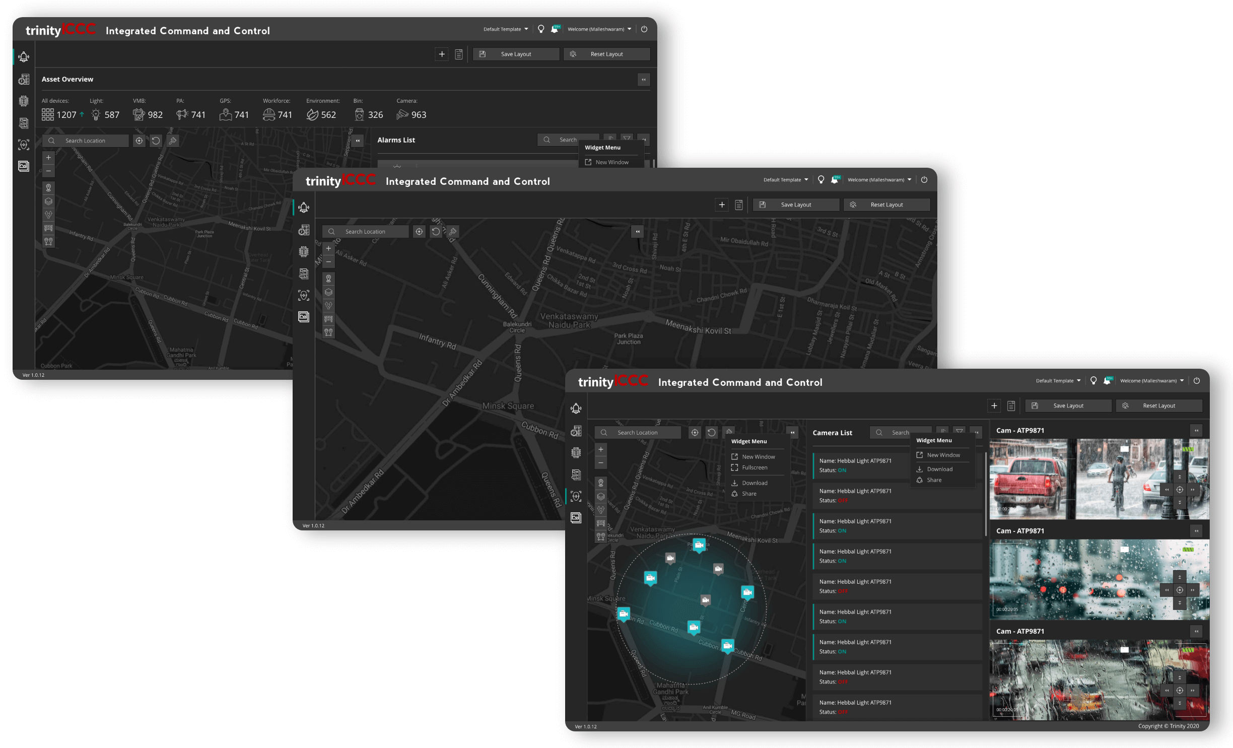 Integrated command and control center user interface screen