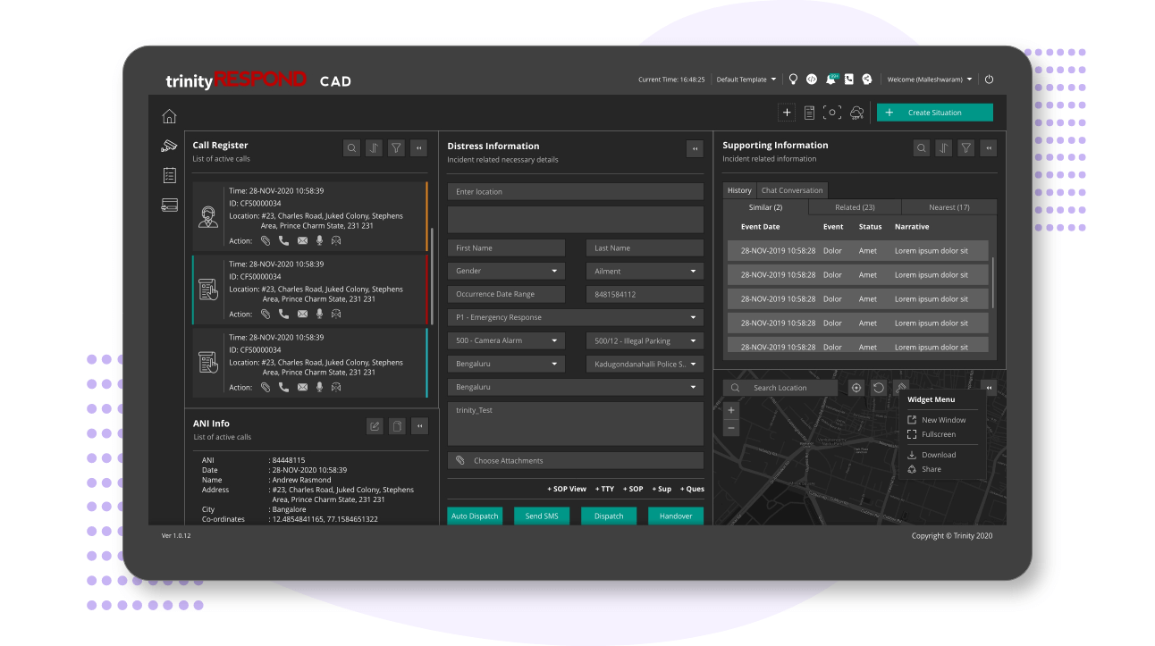 communication officer user interface