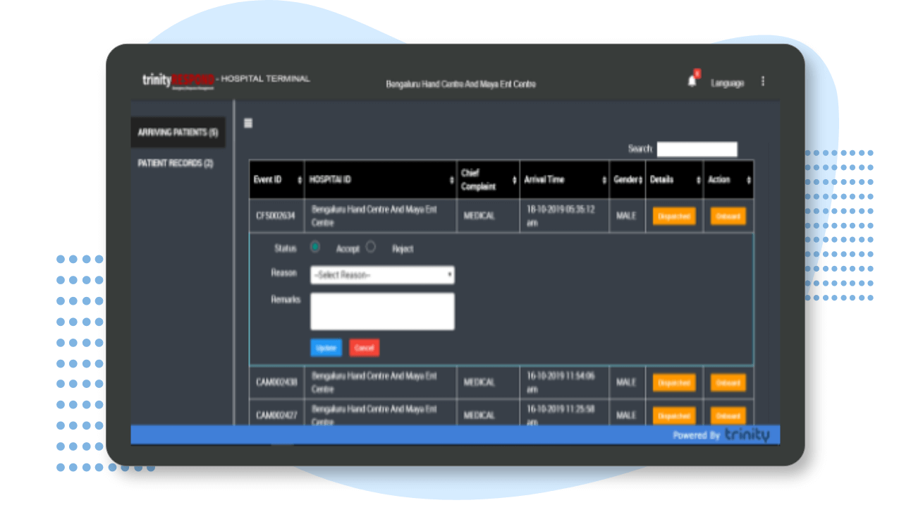 hospital onboarding user interface